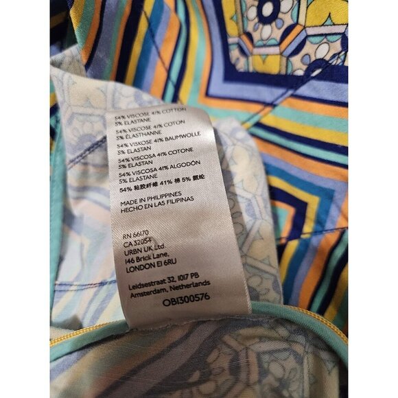 New Maeve High Rise Relaxed Shorts Womens 14 Yellow Blue Print - Picture 7 of 7